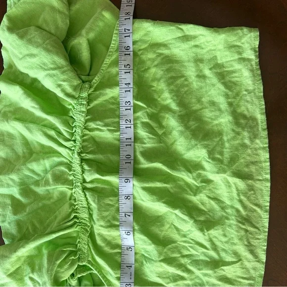A New Day | Linen Blend Lime Green Off-Shoulder Crop Top - Picture 5 of 10